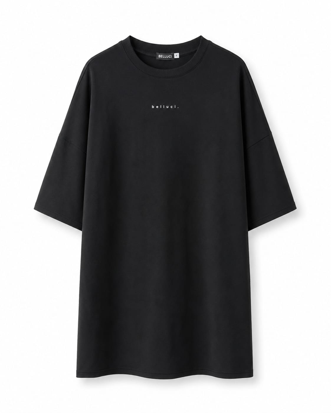 T-shirt long bawełniany oversize damski – czarny - obrazek 2