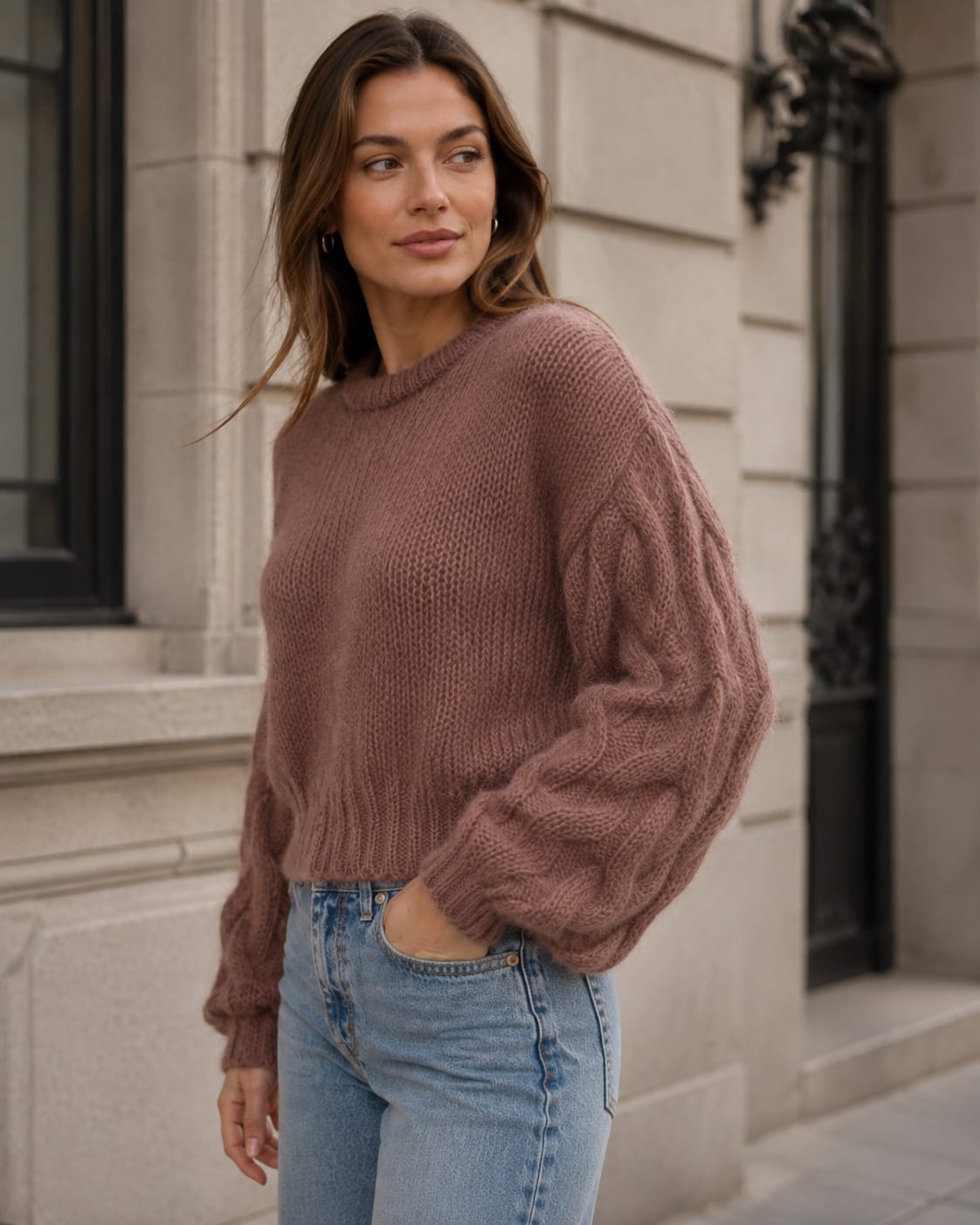 Sweter z Super Kid Mohair – mokka / brąz - obrazek 2